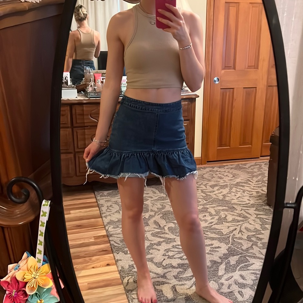 Cute Ruffle Jean Skirt